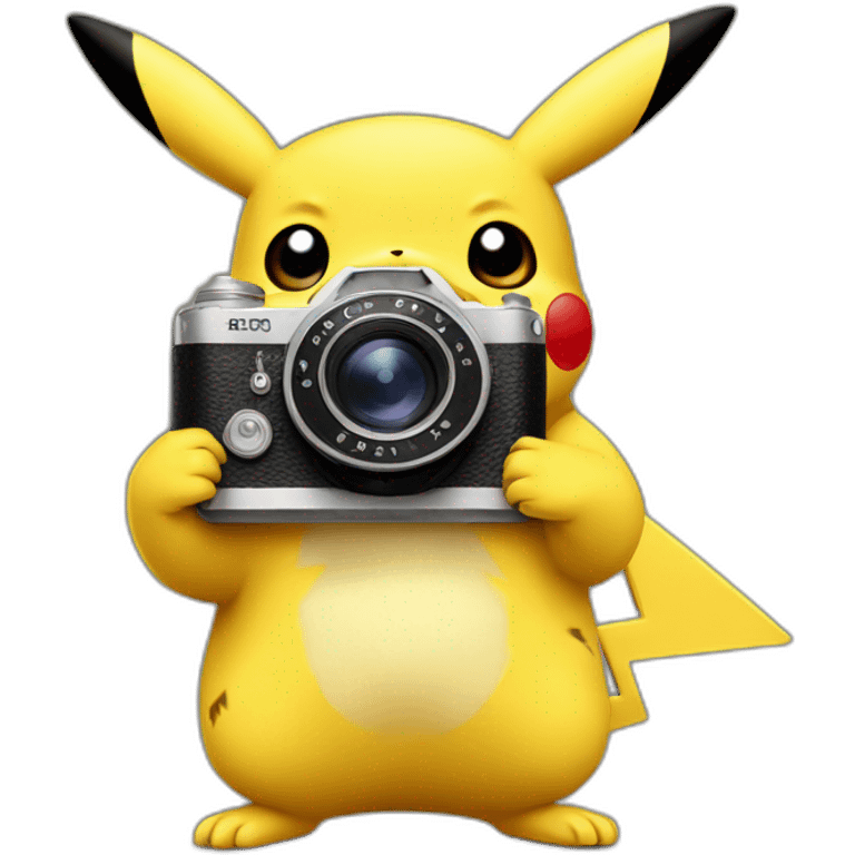 Pikachu holding a vintage camera emoji