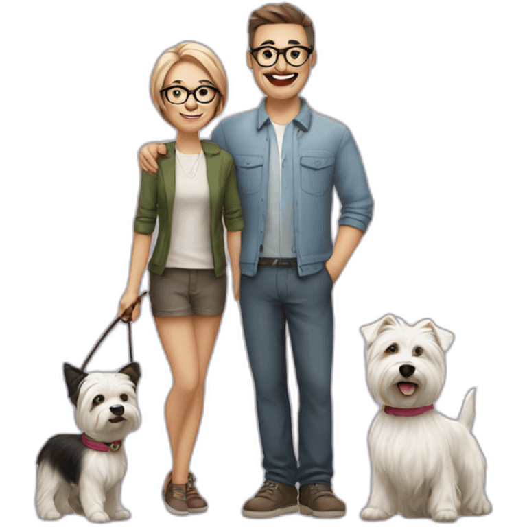 Man with glasses anda woman with a westie dog girl emoji