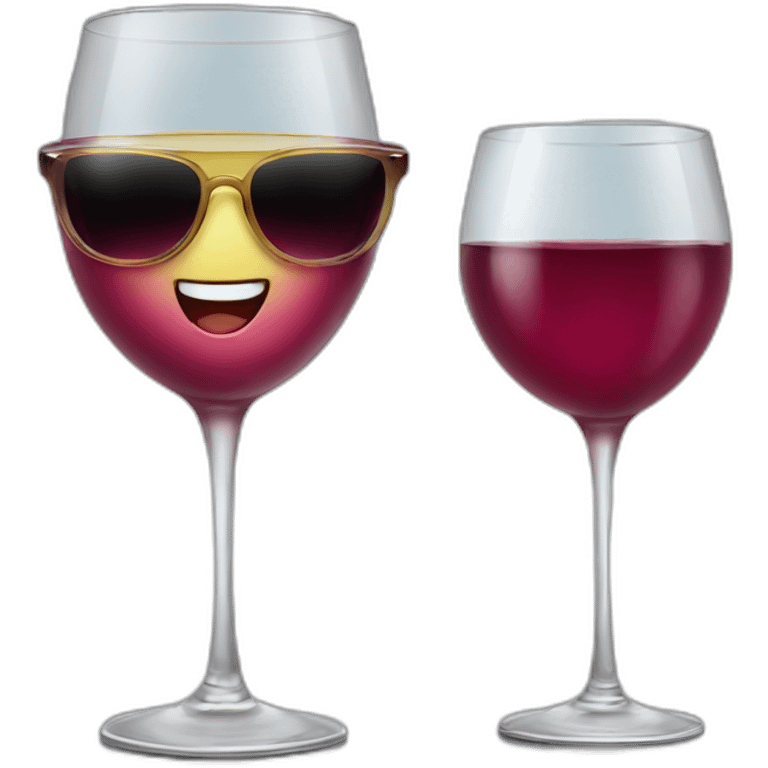 Wine glass with smiling face and sunglasses  emoji