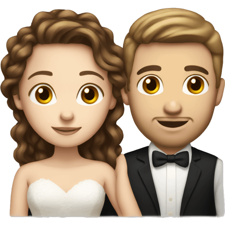 white couple people wedding brown hair emoji