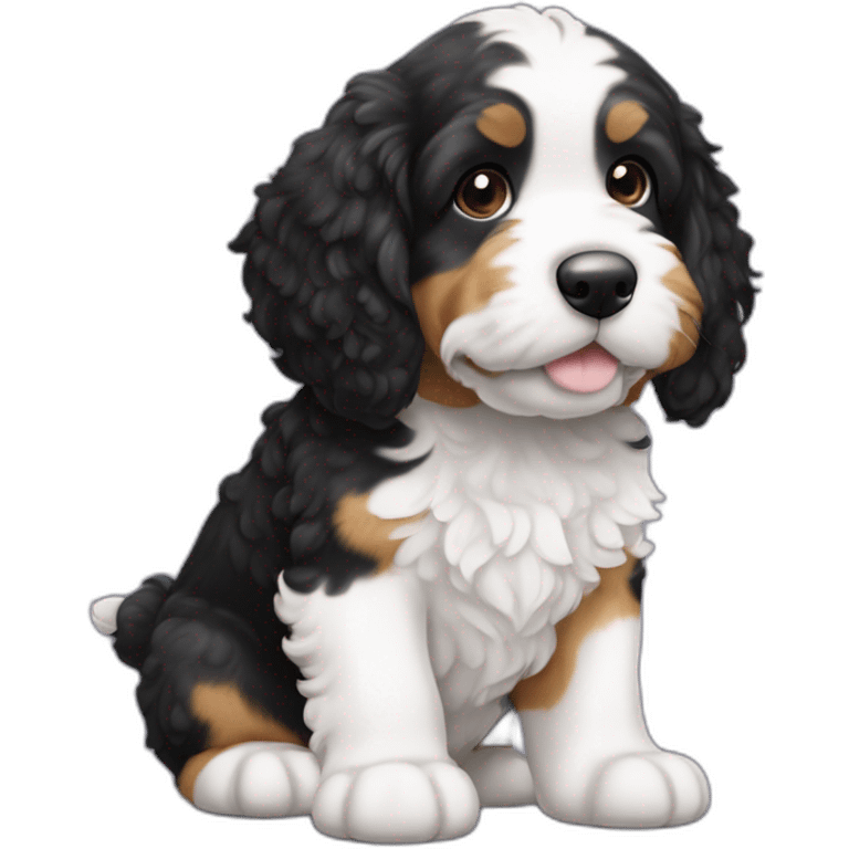 mini bernedoodle white ears with black spots on butt emoji