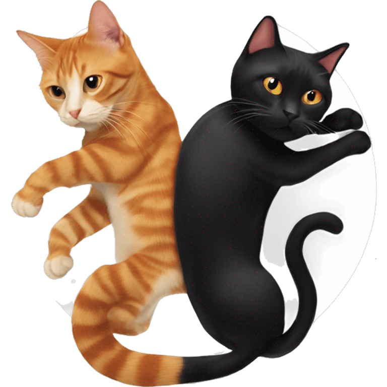 Ginger and black cat in yin yang pose emoji