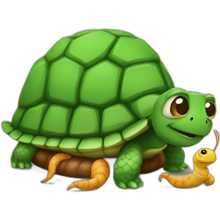 Turtle on top of a worm emoji