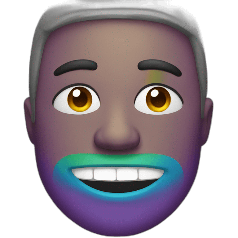 an artist with a rainbow face emoji