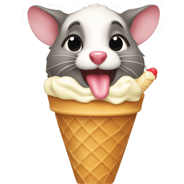 Possum licking ice cream cone emoji