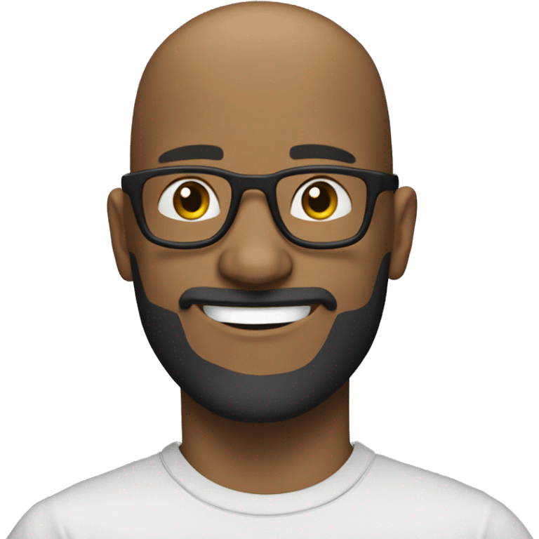 show head sideway   of Bald- black man-with-glasses-with scruffy -beard in t shirt smiling emoji