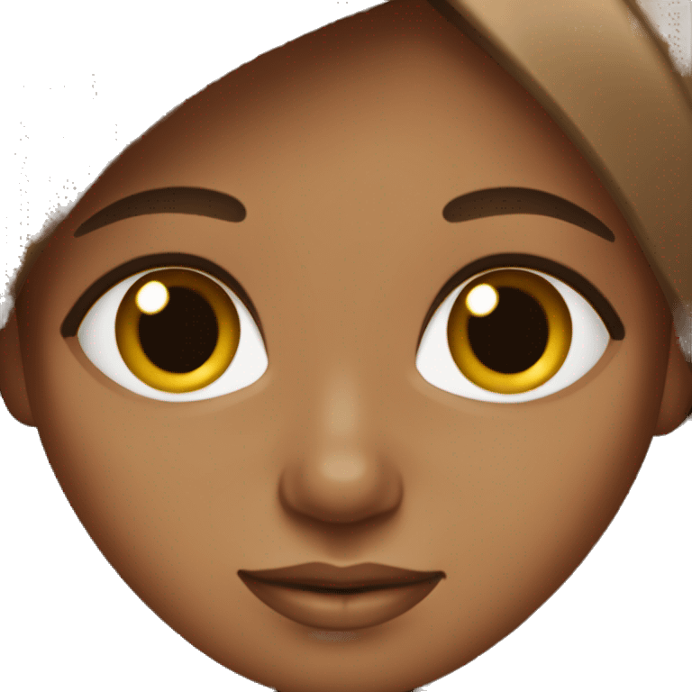 create a brown girl with medium straight hair big almond eyes  emoji