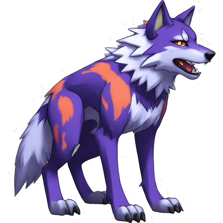  Cool Edgy Colorful Digimon-Fakemon-Wolf with edgy markings full body emoji