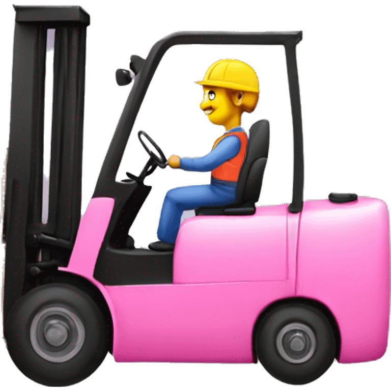 pink forklift with driver emoji