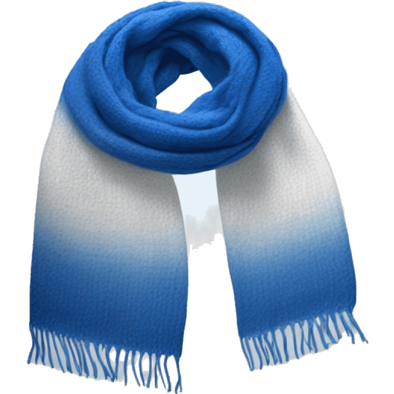 Realistic cobalt blue to white ombre winter scarf isolated. emoji