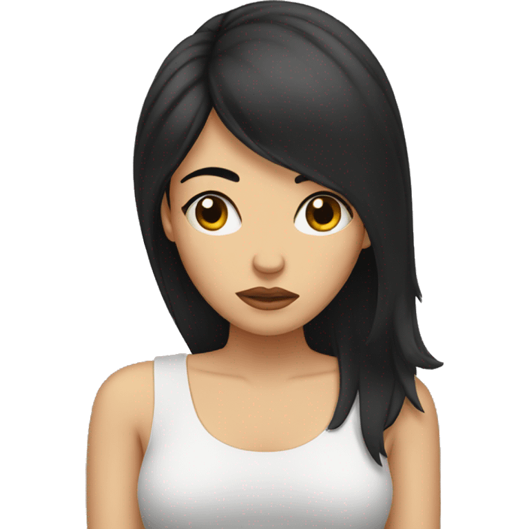 Depressed woman with black hair emoji