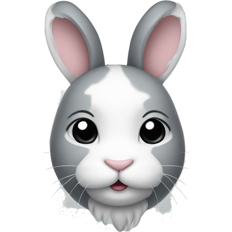 grey and white patched bunny emoji