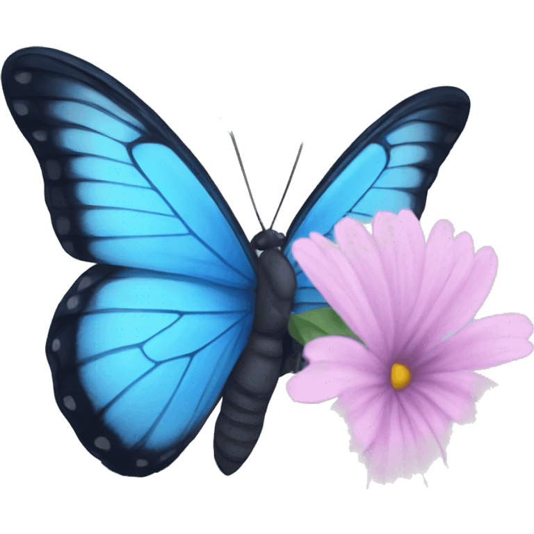 A blue butterfly sitting on a flower emoji