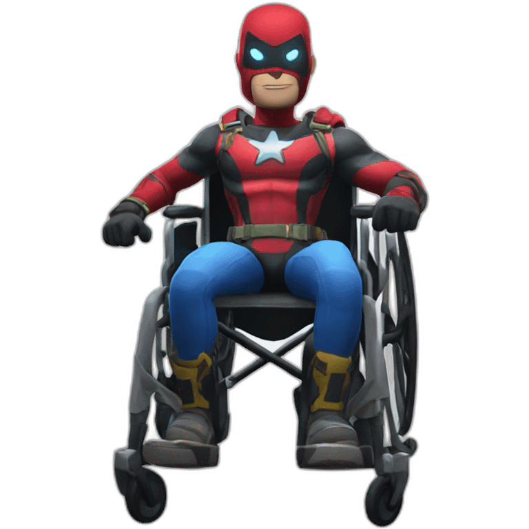 Superhero Fortnite skin in a wheelchair emoji