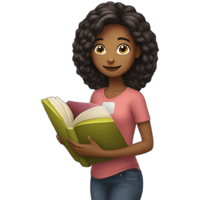 girl super book author holding a book emoji