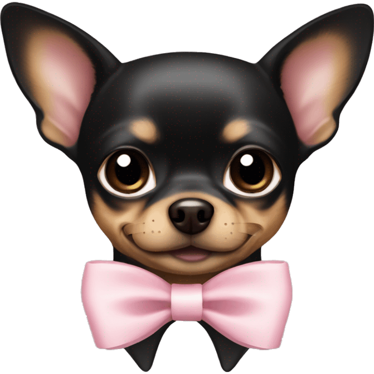 Black and brown chihuahua with small light pink bow emoji