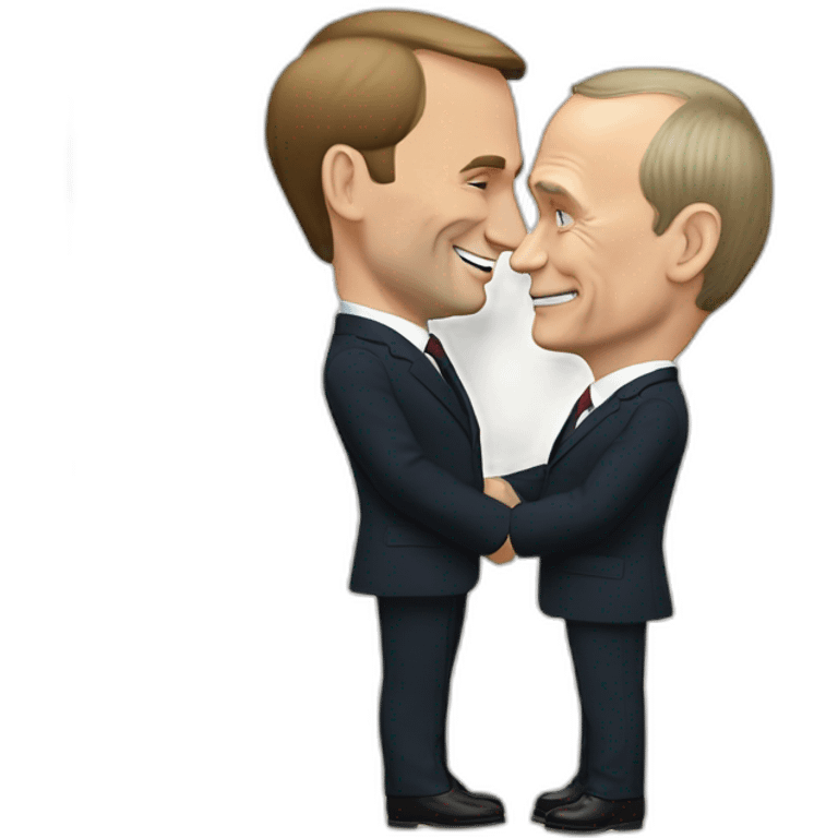 vladimir putin avec emmanuel macron qui s’embrassent emoji