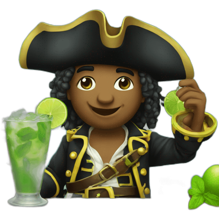 young pirate drinking mojito emoji