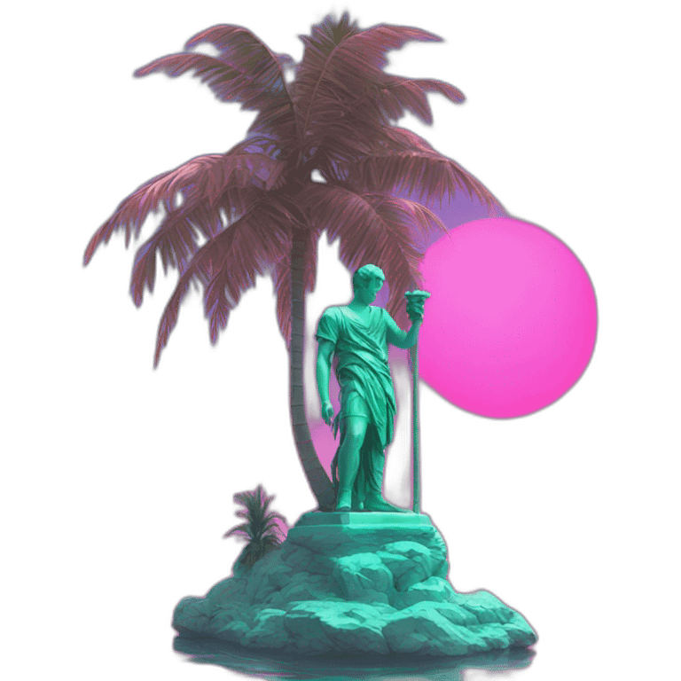 vaporwave palm tree and david statue emoji