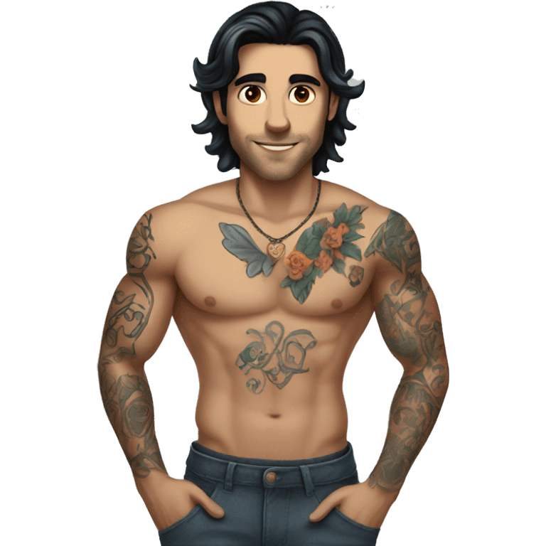 Hot fairy guy with dark hair and tattoos emoji