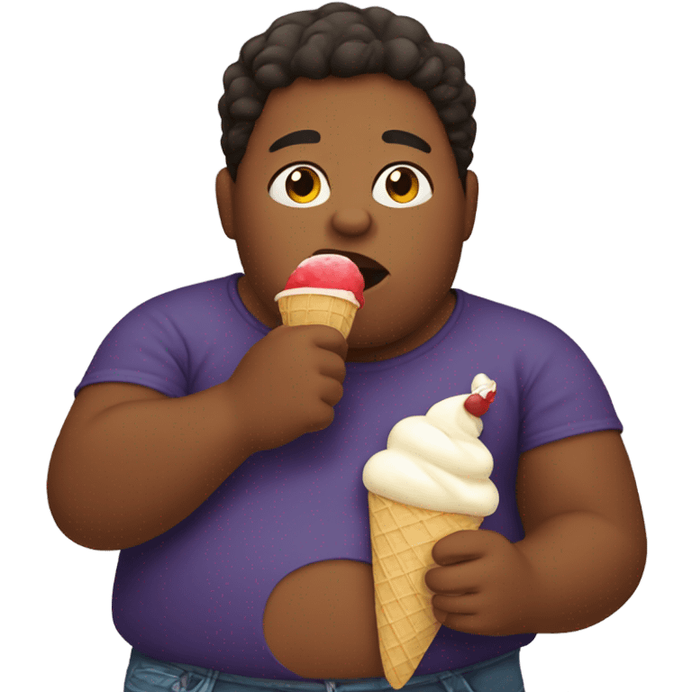 Fat brown kid eating icecream emoji