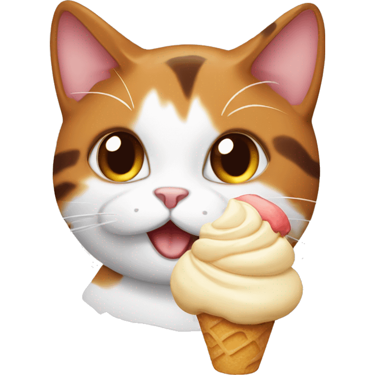 calico cat with icecream  emoji