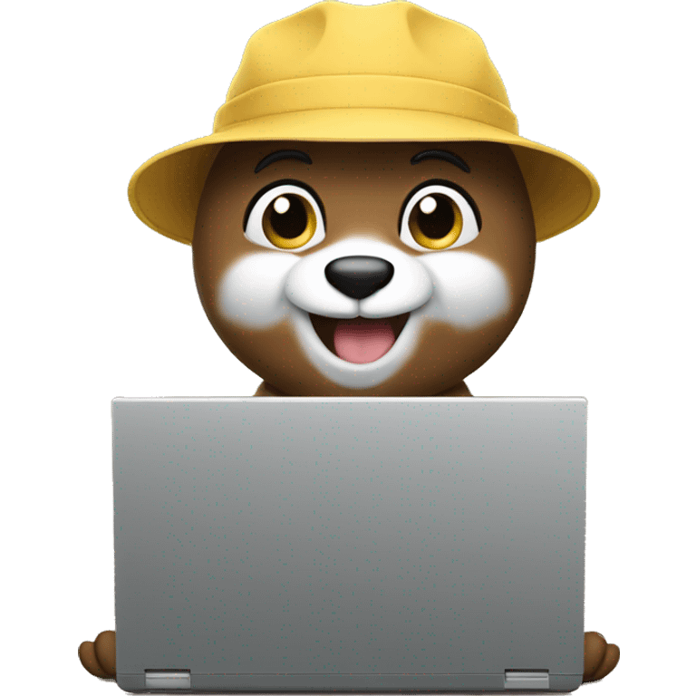 happy gophers working on laptop emoji