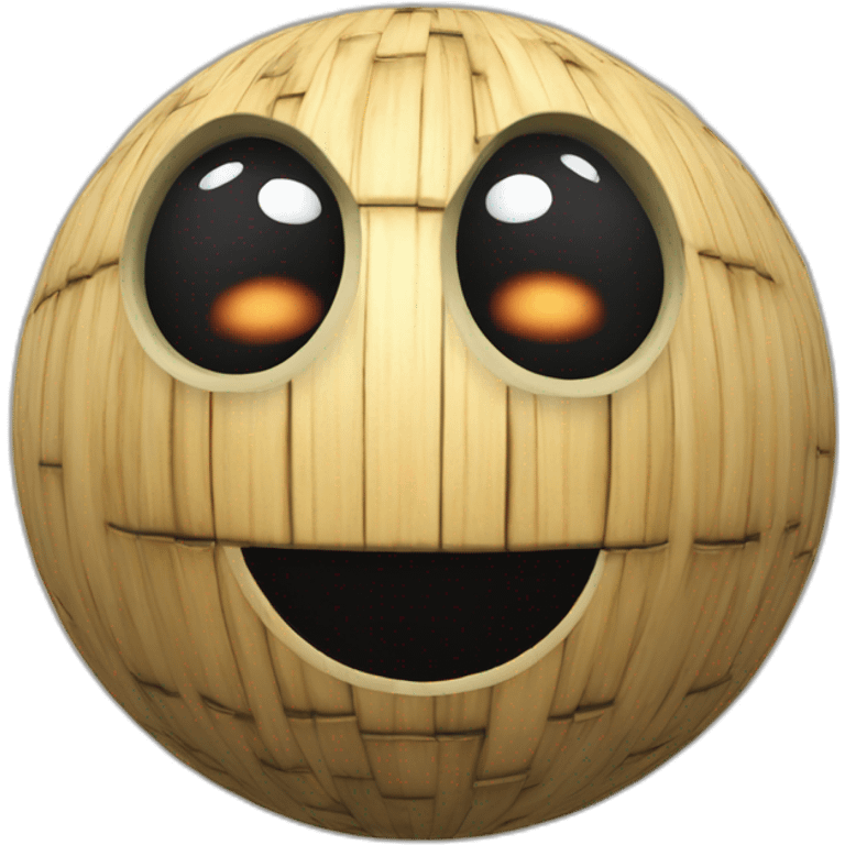 3d sphere with a cartoon nauseated bamboo Enderman skin texture with beautiful eyes emoji