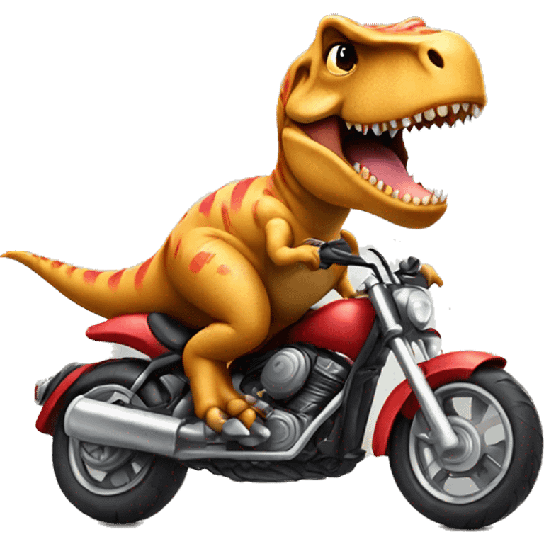 Cute T-Rex emoji riding a motorcycle  emoji