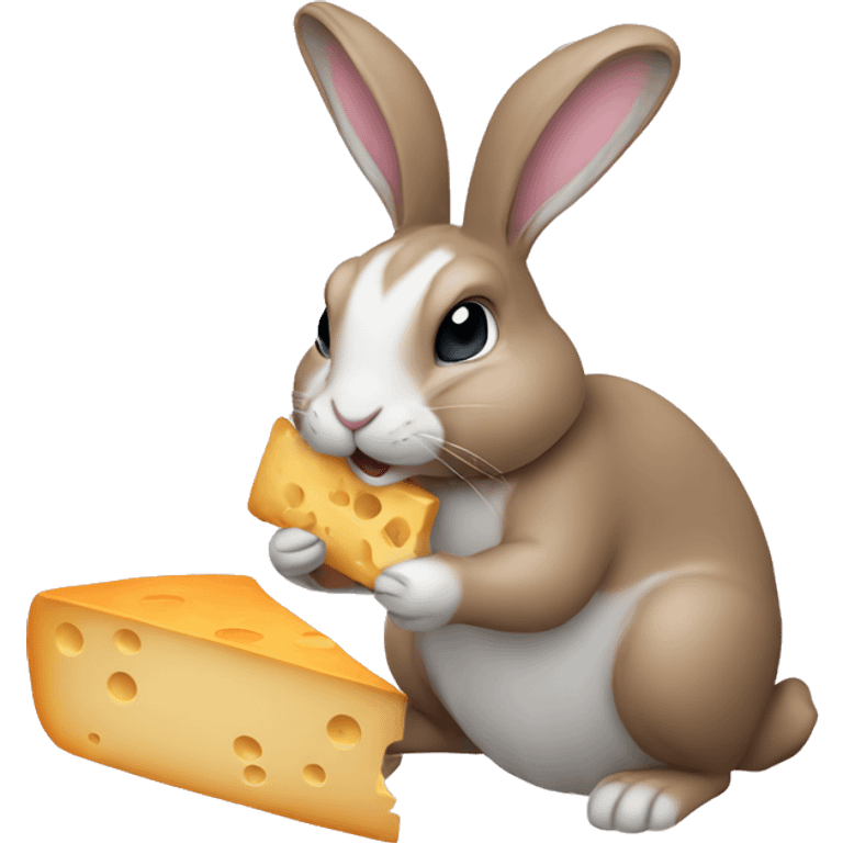 Rabbit eating bread and cheese emoji