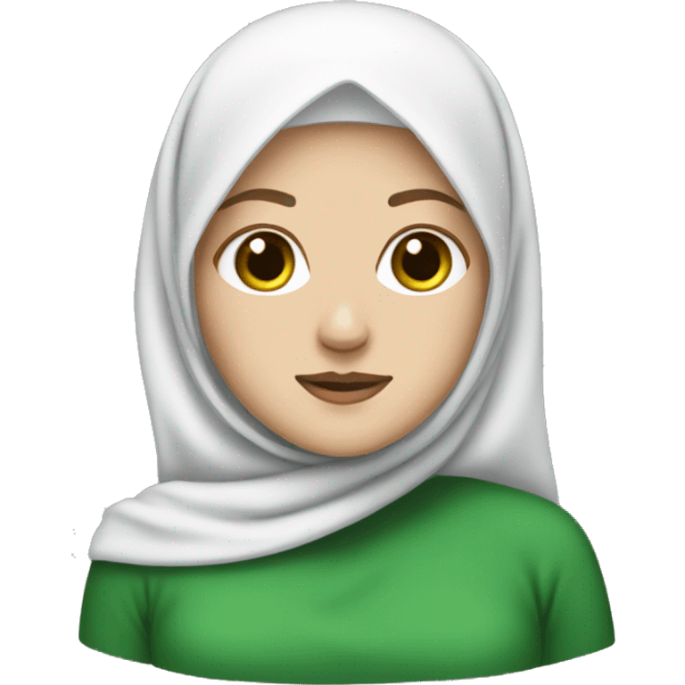 white girl with green hijab emoji