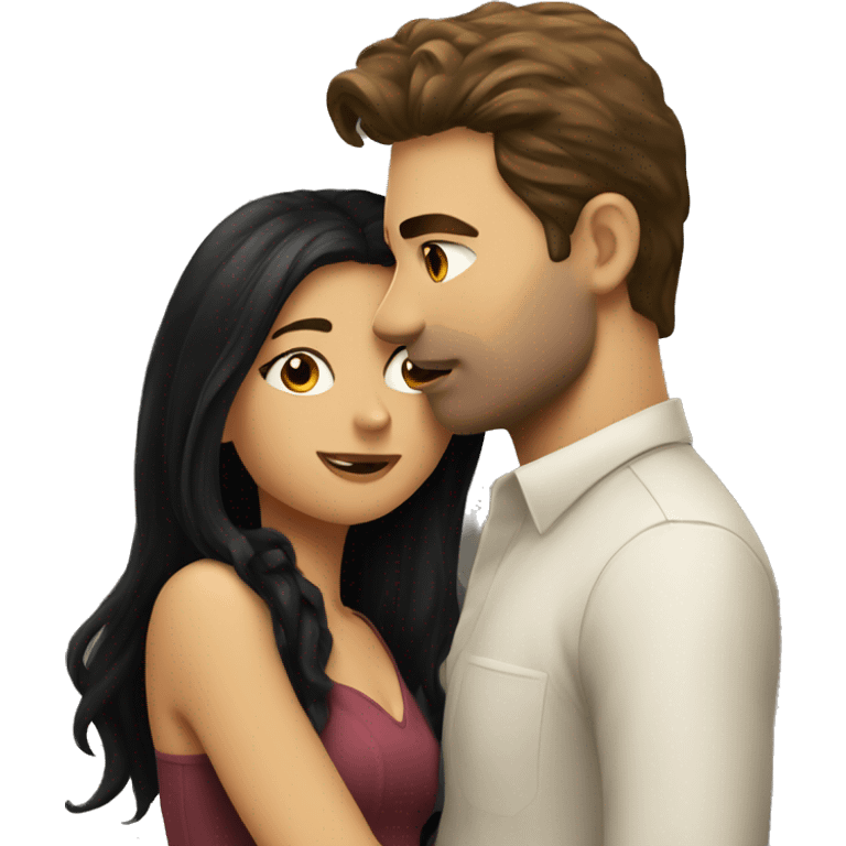 fair haired man kissing dark haired girl emoji