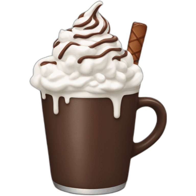 hot chocolate with whipped cream and a chocolate stick emoji