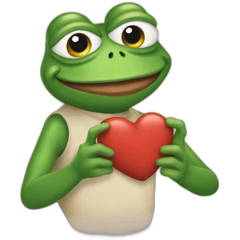 Pepe the frog with heart in hand emoji