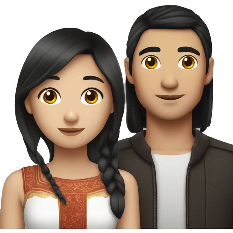 a couple of an Asian girl and a Slavic guy with black hair emoji