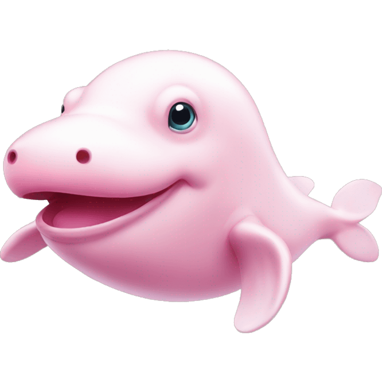 Pink beluga whale with the face of a frog emoji