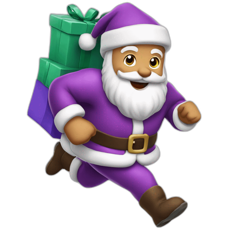 Santa Claus dressed in purple running to deliver presents emoji