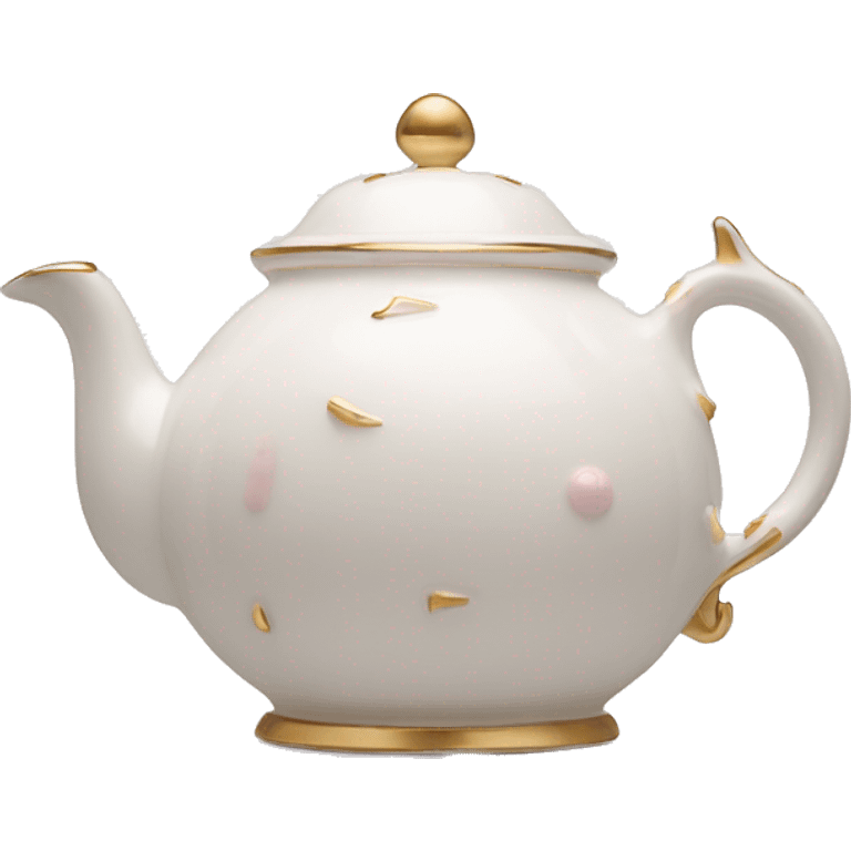 White porcelain tea pot with light pink and gold details  emoji