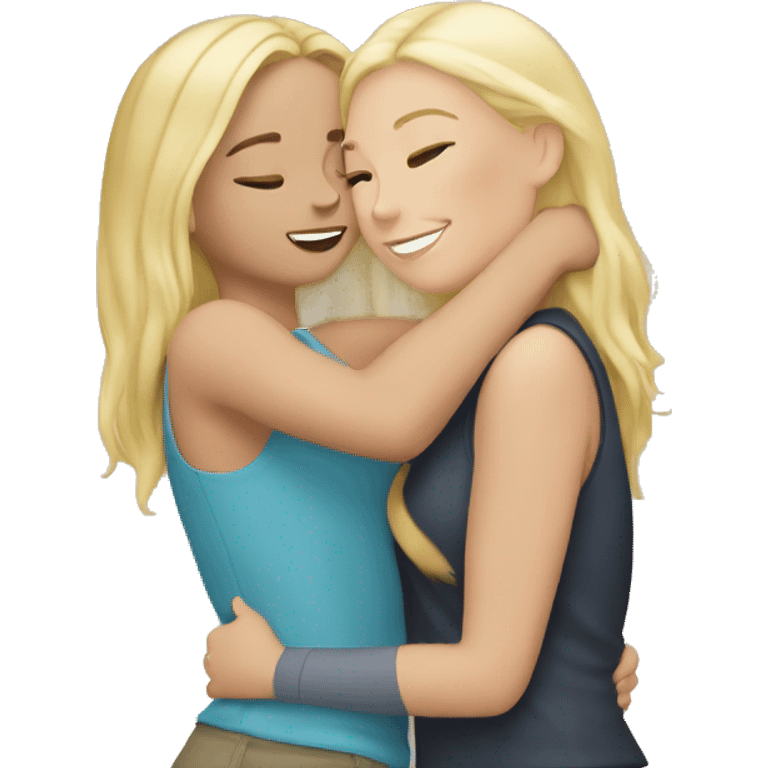 White Girl hugs blonde girl emoji