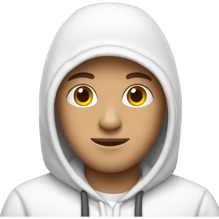 A dude wearing white hoodie  emoji