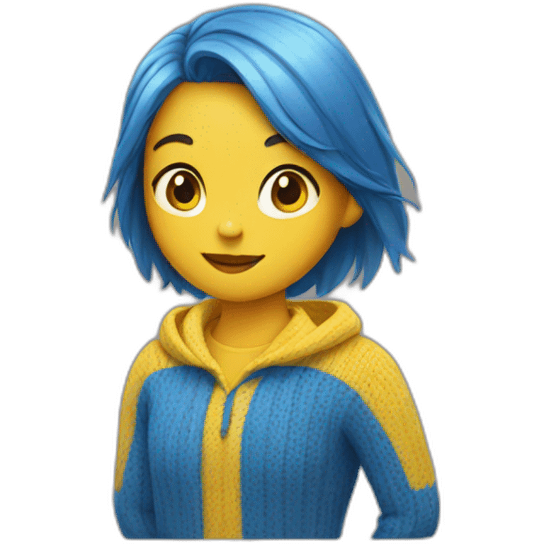 Girl in blue and yellow sweater emoji