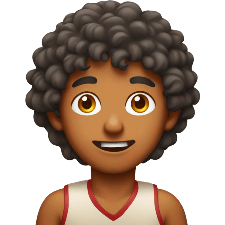 Indian boy with a faded perm eating red meat curry emoji