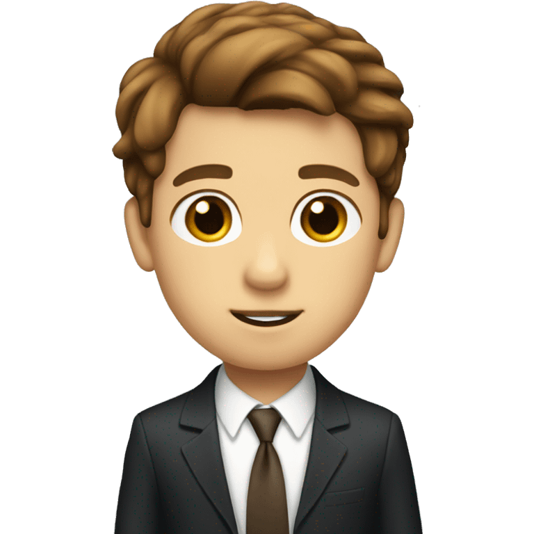 A boy with brown hair and a suit and tie emoji