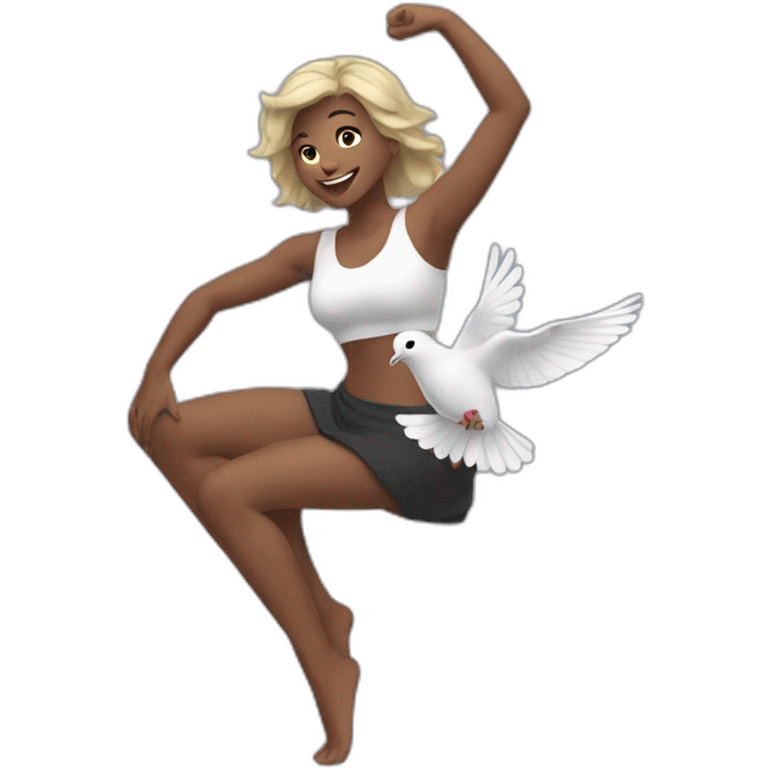 woman flexing with a dove emoji