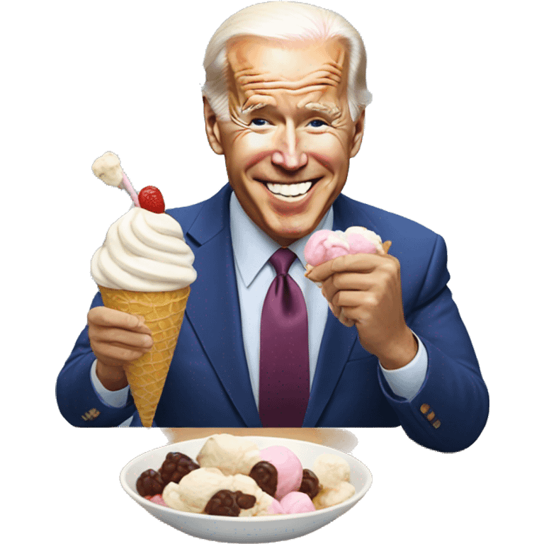 Joe Biden eating ice cream emoji