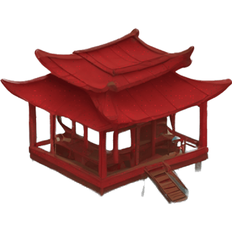 work from home overlooking red shrine in the middle of the ocean emoji