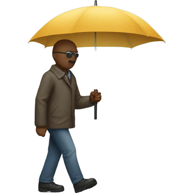 Blind person with walking stick holding umbrella emoji