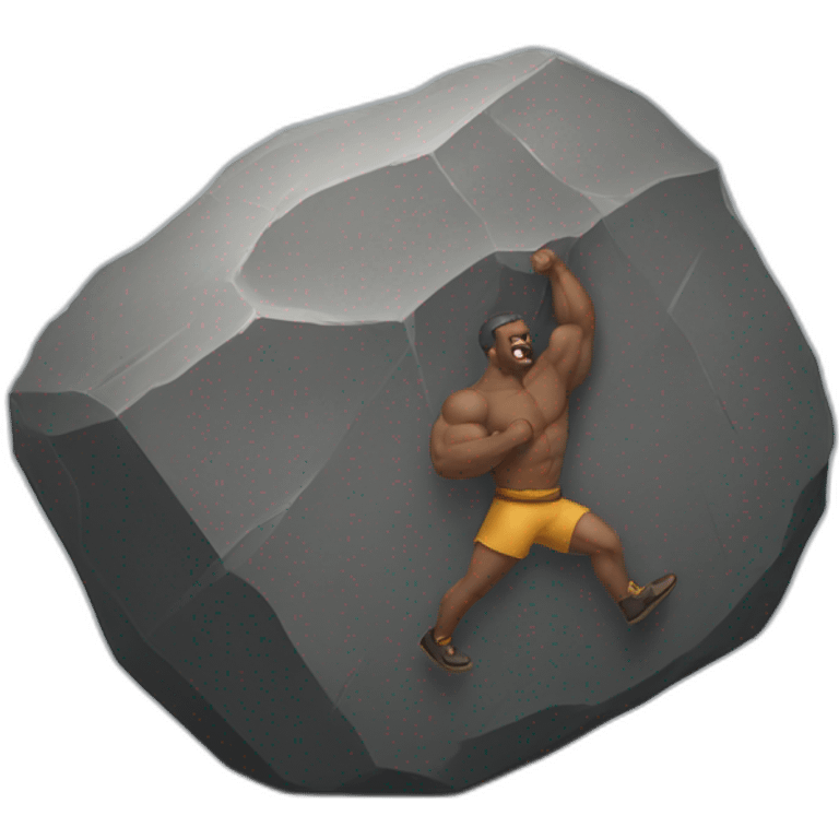 strong men pushing a huge rock emoji