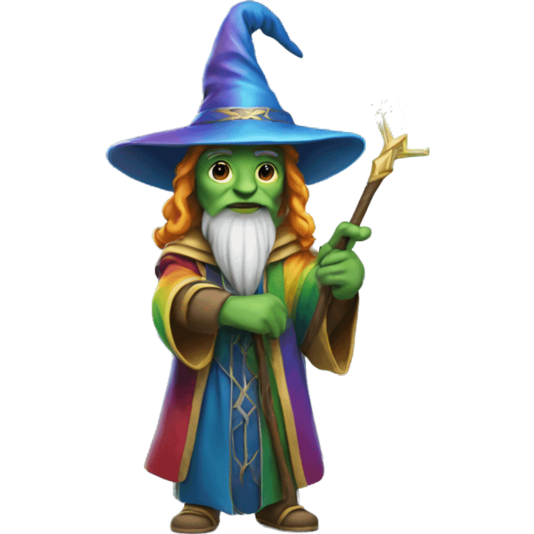 rainbow wizard with staff full body emoji