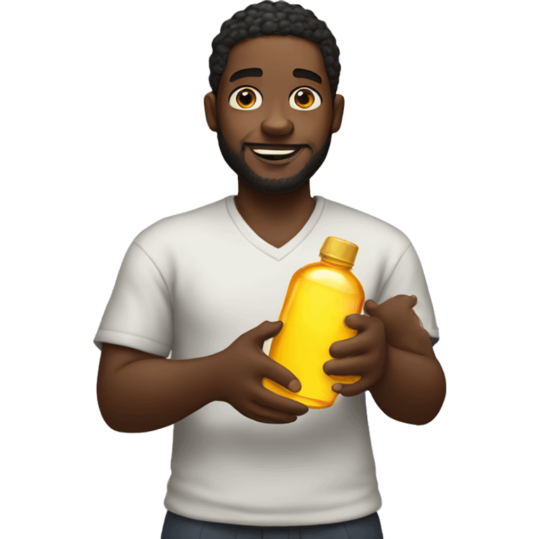 black man holding baby oil emoji